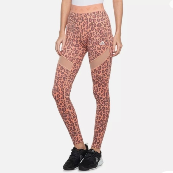 Adidas Mesh Insert cheetah leggings like new size small - Picture 1 of 7